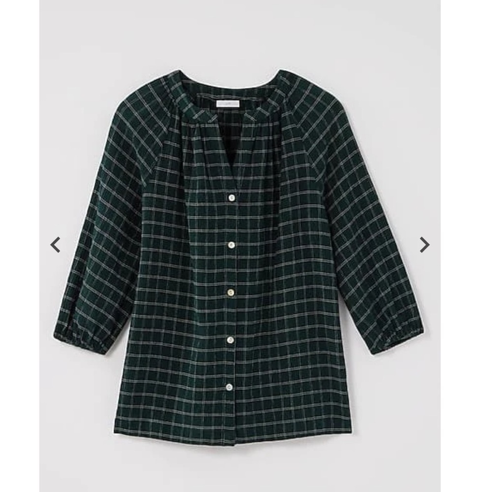 J.Jill Crinkled Plaid Relaxed Top